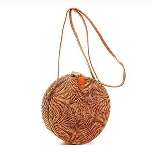 Round crossbody bohemian straw handbag